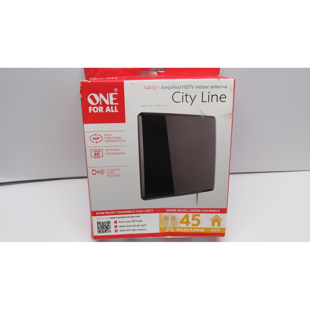 One For All Amplified HDTV Indoor Antenna 4K 360° Multi-Directional 45 Mile